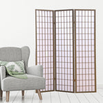 3 Panel Room Divider Screen Door Stand Privacy Fringe Wood Fold Grey