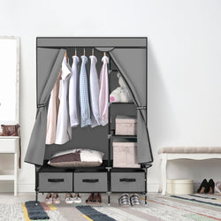 Portable Wardrobe with 3 Drawer Grey