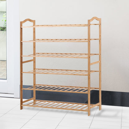 Bamboo Shoe Rack Storage Wooden Organizer Shelf Stand 6 Tiers Layers 80cm