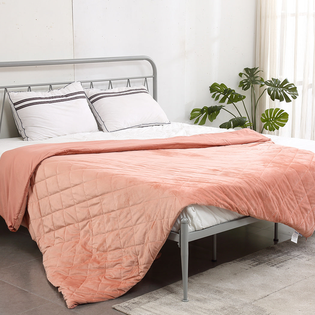 Weighted Blanket 10KG Heavy Gravity Deep Relax Adults Cotton Cover Pink