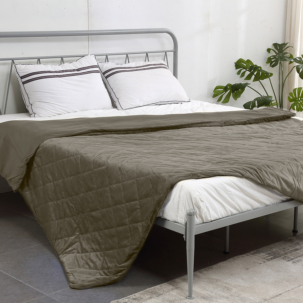 Weighted Blanket 10KG Heavy Gravity Deep Relax Adults Cotton Cover Brown