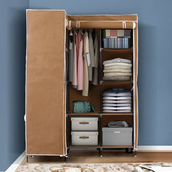 Portable Wardrobe Clothes Closet Storage Cabinet Organizer With Shelves