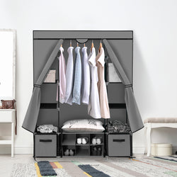 Portable Wardrobe With Shoe Storage Grey