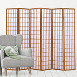 6 Panel Free Standing Foldable  Room Divider Privacy Screen Wood Frame