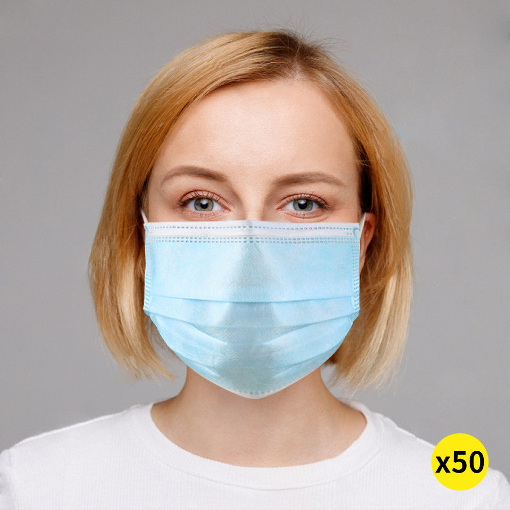 50pcs Disposable Mask Face Masks Filter Anti PM2.5 Dust Respirator 3 Layers