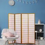 4 Panel Free Standing Foldable  Room Divider Privacy Screen Wood Frame