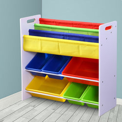 6 Bins Kids Toy Box Bookshelf Organiser Display Shelf Storage Rack Drawer