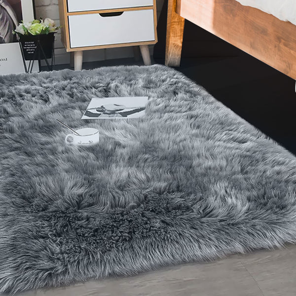  Floor Rugs Sheepskin Shaggy Rug Carpet Bedroom Living Room Mat 80X150 Dark Grey