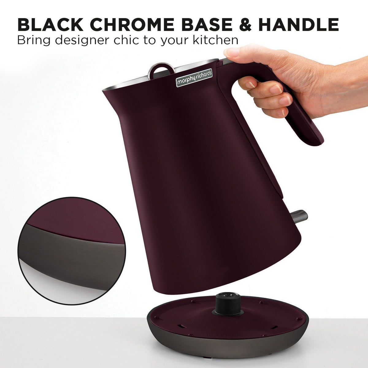 1.5L Aspect Black Chrome Kettle - Maroon