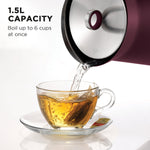 1.5L Aspect Black Chrome Kettle - Maroon