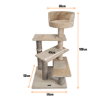 Petwiz 100Cm Multi Level Cat Scratching Tree - Beige