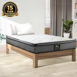 H&L 22cm King Single Mattress Bed Spring Mattress 4D Mesh Euro Top Medium Foam
