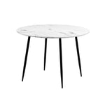 110cm Dining Table Round Wooden Table With Marble Effect Metal Legs WH