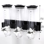 Wall Mounted Triple Cereal Dispenser Dry Food Storage Container
