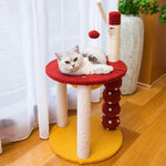 130cm Tanghulu Plush Cat Condo Cat Tree Red Yellow