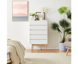 Merlin White Modern Retro Tallboy