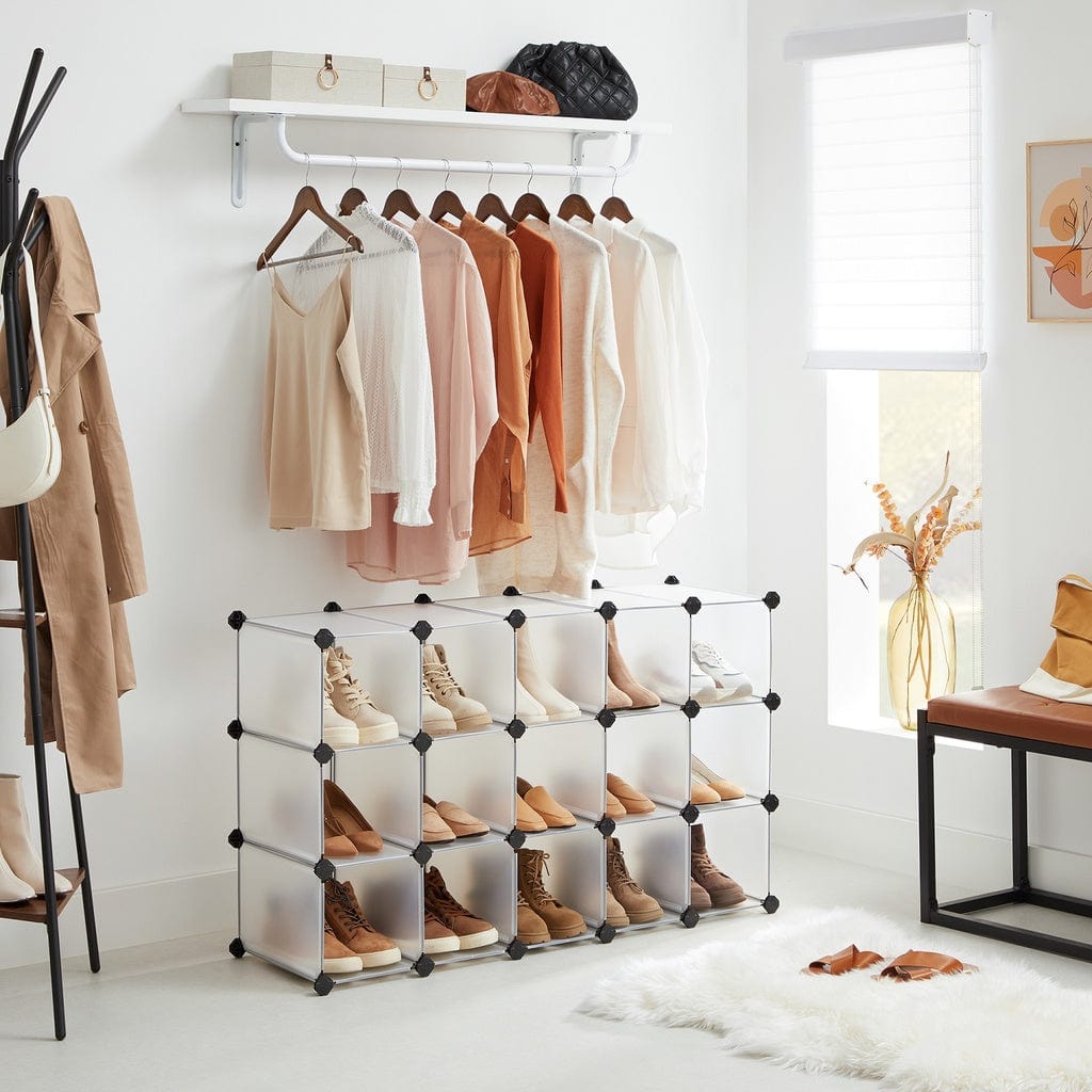 15 Slot Storage Shelf Customizable Design Rectangular Storage Organiser White