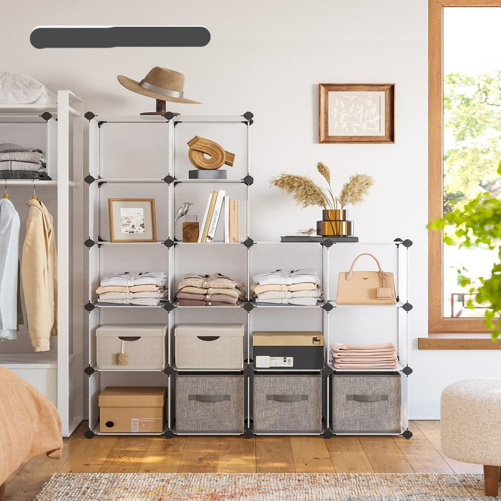 16 Cube Storage Organizer Storage with Rubber Mallet White
