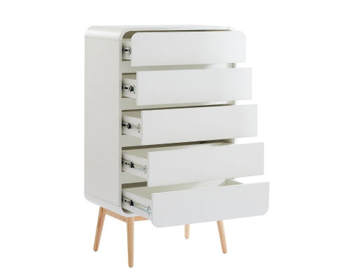 Merlin White Modern Retro Tallboy
