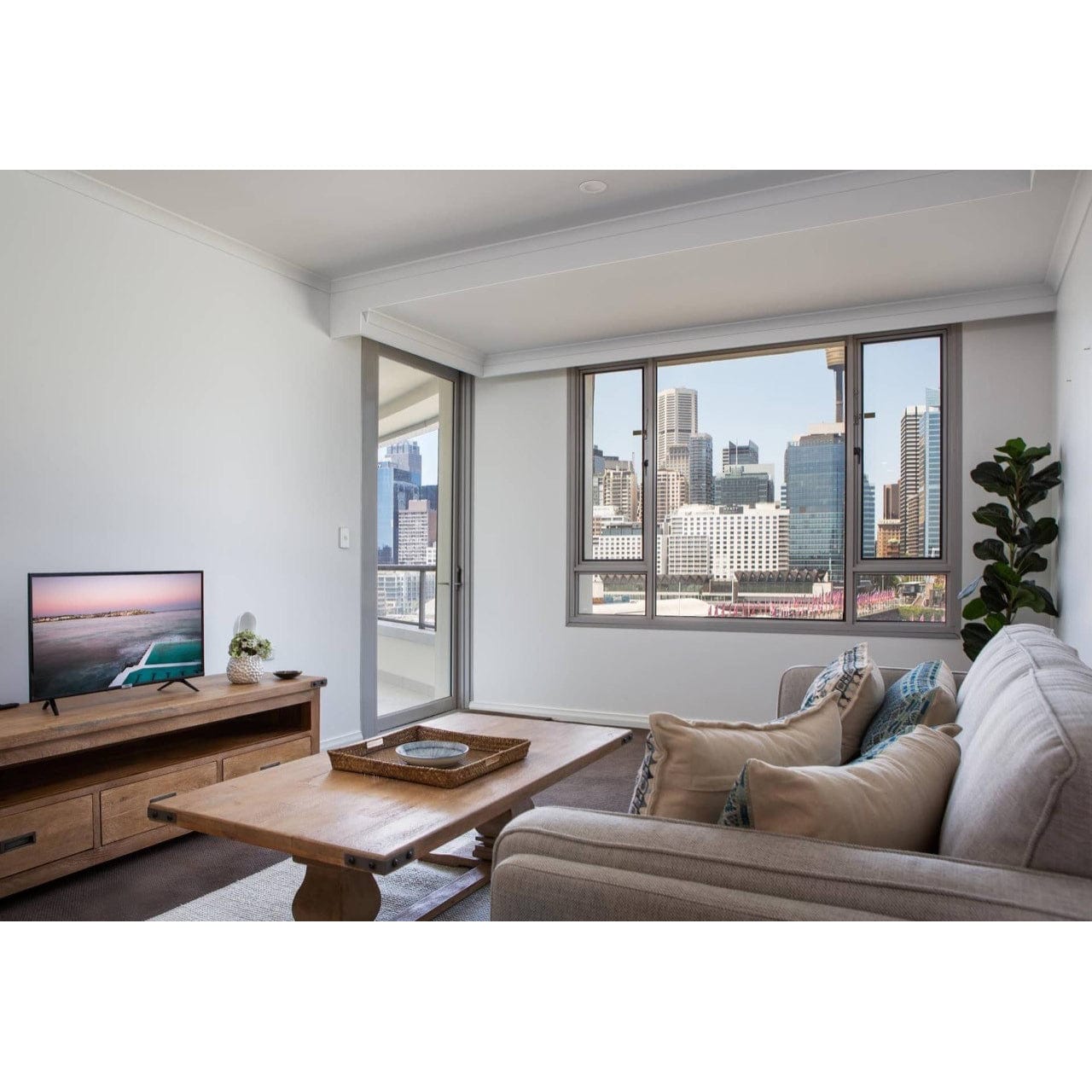 170cm 3 Drawer Entertainment TV Unit in Solid Mango Wood - Honey Wash