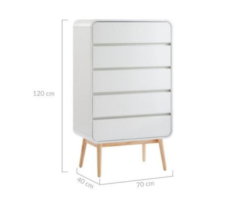 Merlin White Modern Retro Tallboy