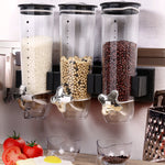 Wall Mounted Triple Cereal Dispenser Dry Food Storage Container