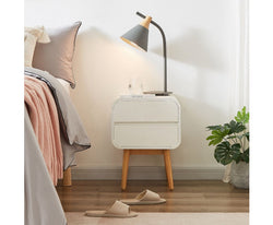 Night Stand with Push to Open Drawers-White
