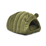 Pet Bed Comfy Kennel Cave Cat Beds Bedding Castle Igloo Round Nest Green M