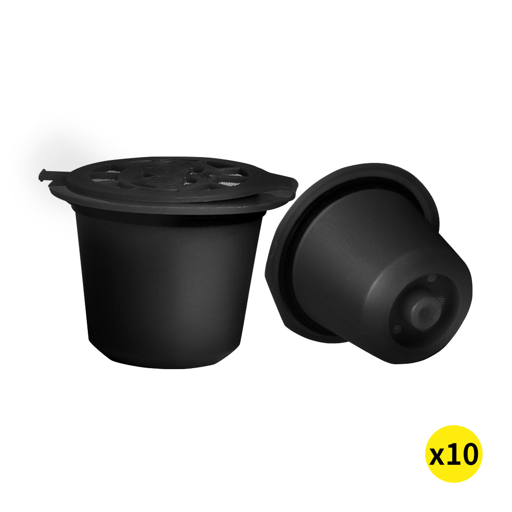 10x Refillable Reusable Coffee Filter Capsules Pods Pod for Nespresso Machine Black