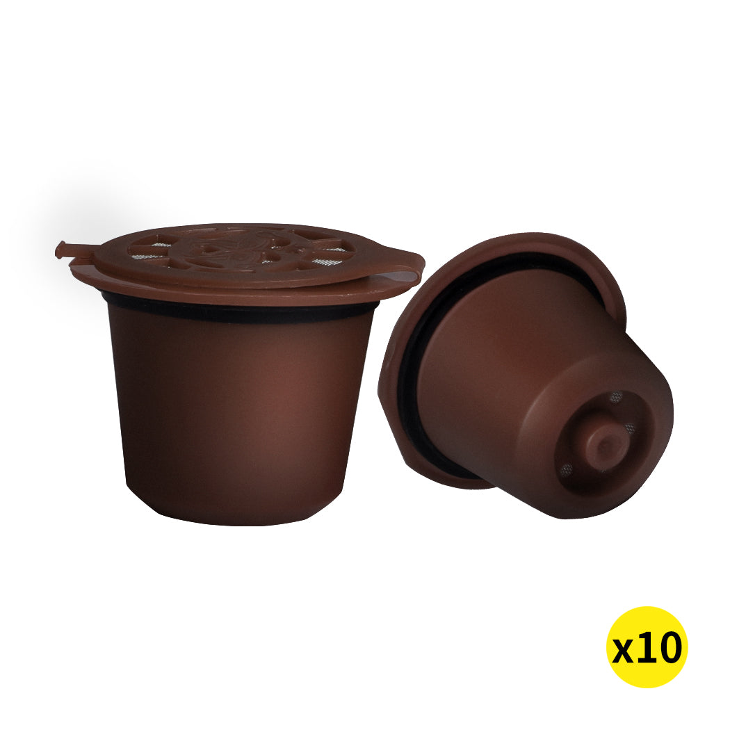10x Refillable Reusable Coffee Filter Capsules Pods Pod for Nespresso Machine Grey