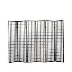 6 Panel Free Standing Foldable  Room Divider Privacy Screen Black Frame