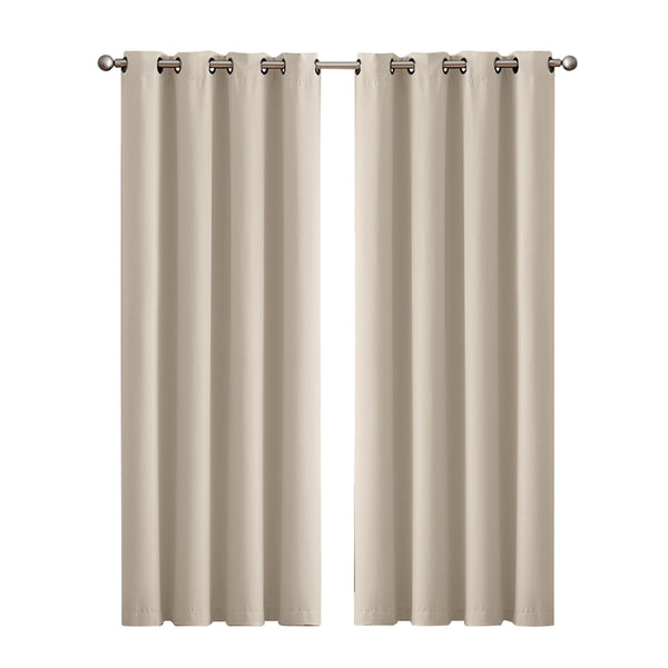  3 Layers Eyelet Blockout Curtains140x230cm Beige
