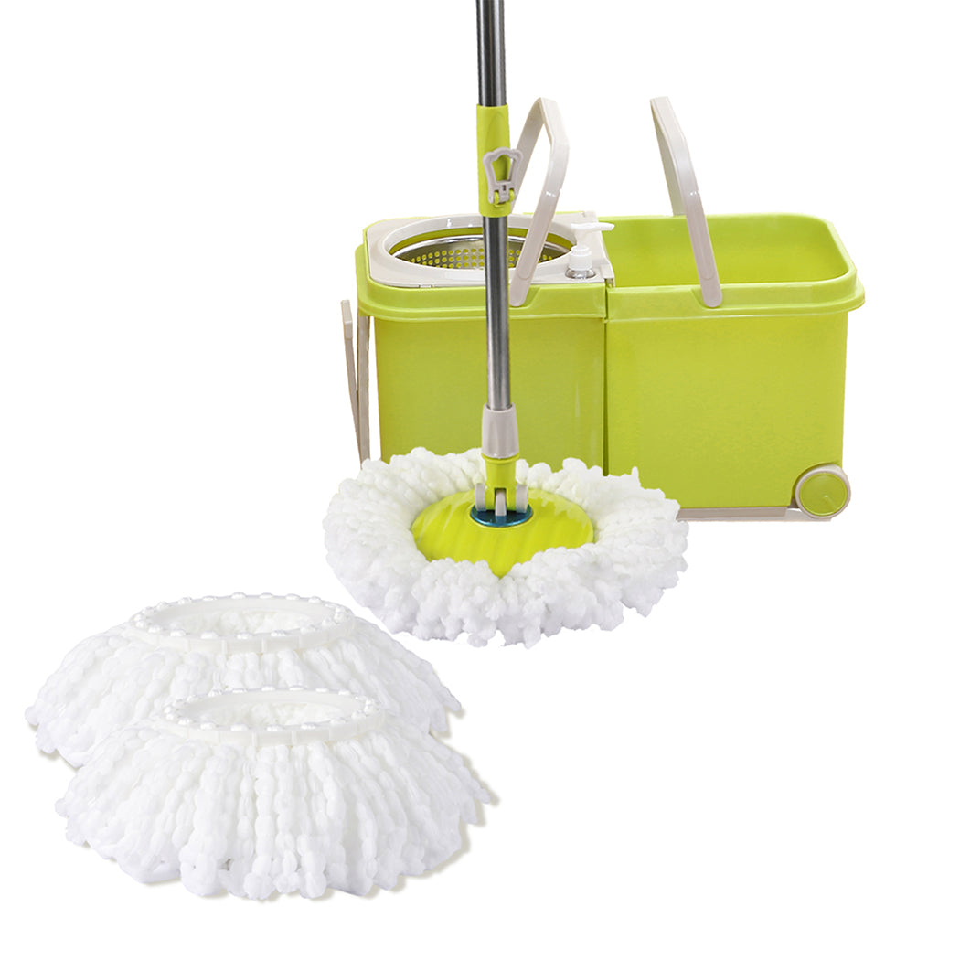 4 Style 360 Spinning Mop Stainless Steel Bucket 2 Free Spin Mop Heads/pads Wheel