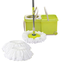 4 Style 360 Spinning Mop Stainless Steel Bucket 2 Free Spin Mop Heads/pads Wheel