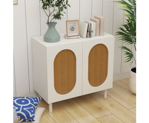  2-Door Accent Cabinet in White/Maple