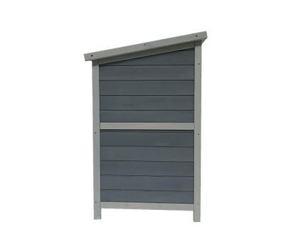 2 Story Weatherproof Indoor Outdoor Wooden Cat House-Grey and white