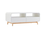 Coffee Table with Push to Open Drawers-White