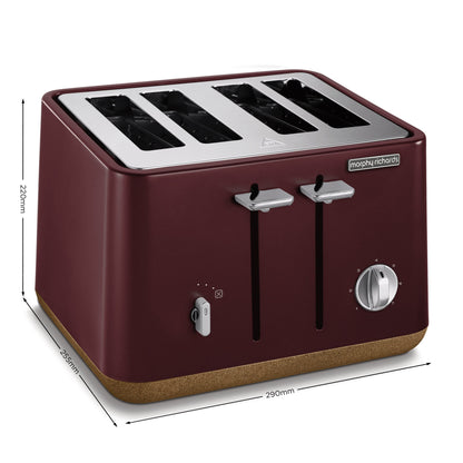 Morphy Richards Aspect 4-Slice Toaster - Maroon with Cork-Effect Trim