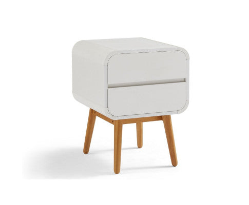Night Stand with Push to Open Drawers-White