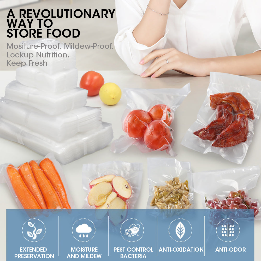 100x Commercial Grade Vacuum Sealer Food Sealing Storage Bags Saver 20x30cm