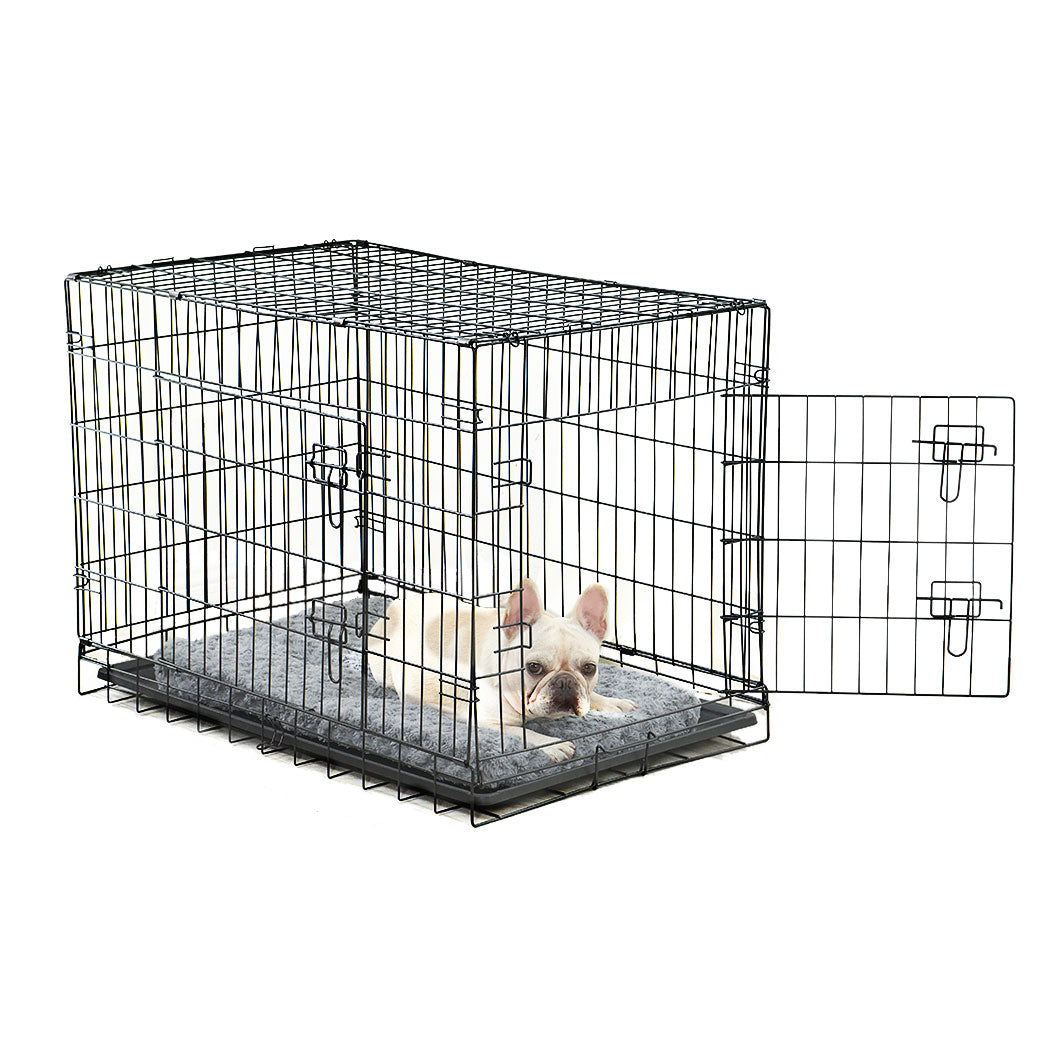 Foldable Metal Carrier Portable Kennel With Bed 48"
