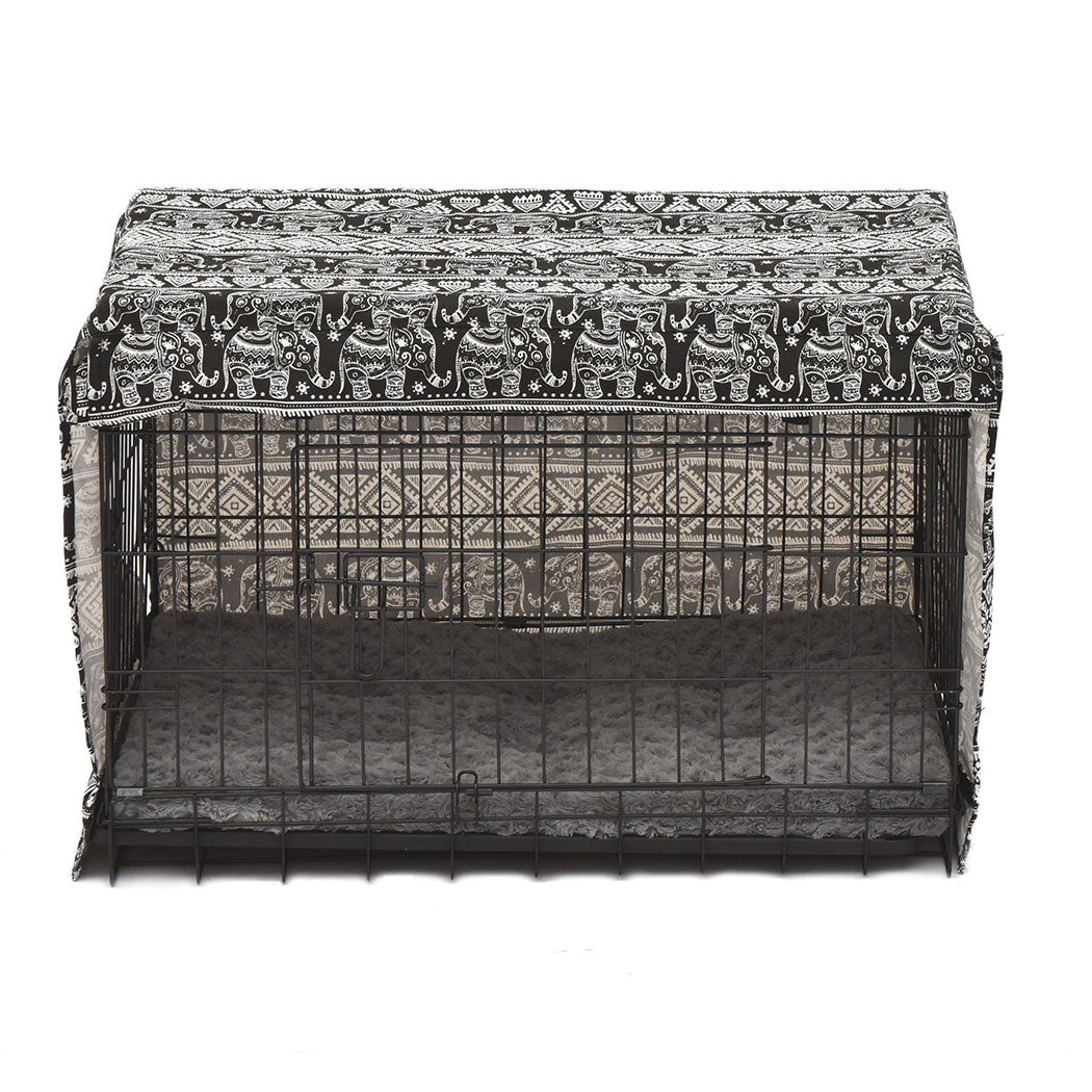 Foldable Metal Carrier Portable Pet Kennel With Bed Cover 48"
