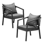 2PCS Outdoor Furniture Chairs Garden Patio Garden Lounge Set Steel Frame