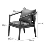 2PCS Outdoor Furniture Chairs Garden Patio Garden Lounge Set Steel Frame