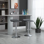 2x Counter Height Faux Leather Upholstered Adjustable Height Swivel Bar Stools -Black