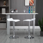 2x Counter Height Faux Leather Upholstered Adjustable Height Swivel Bar Stools -White