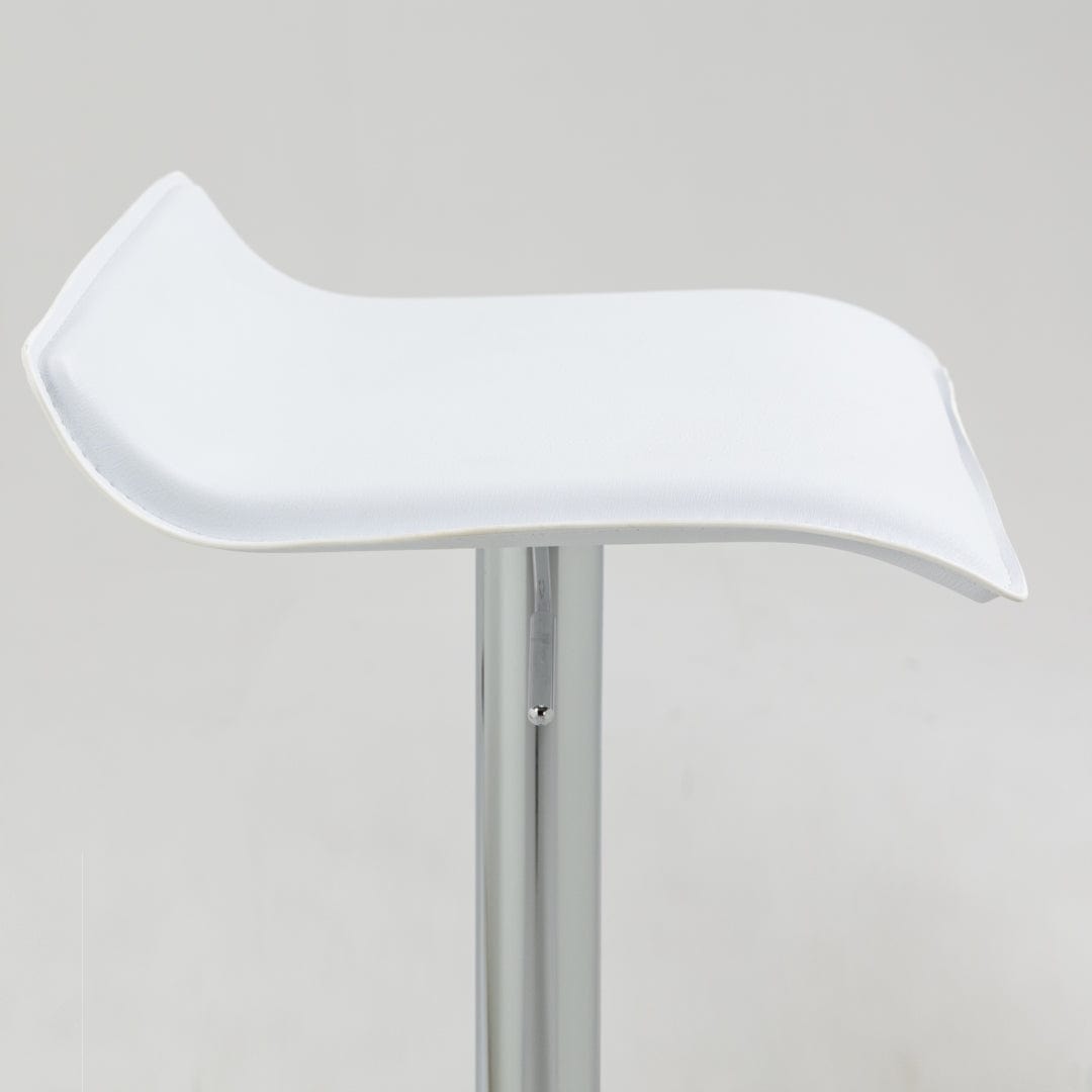 2x Counter Height Faux Leather Upholstered Adjustable Height Swivel Bar Stools -White