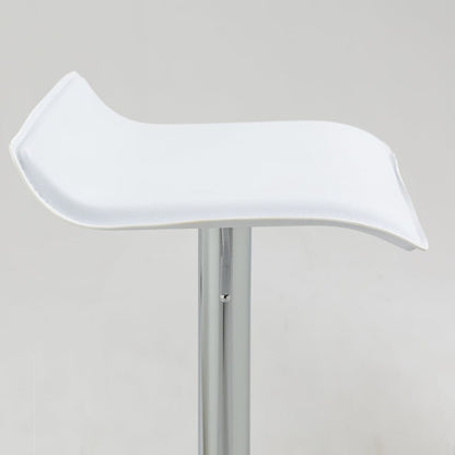 2x Counter Height Faux Leather Upholstered Adjustable Height Swivel Bar Stools -White