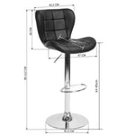 2x Counter Height PU Leather Upholstered Adjustable Height Swivel Bar Stools -Black