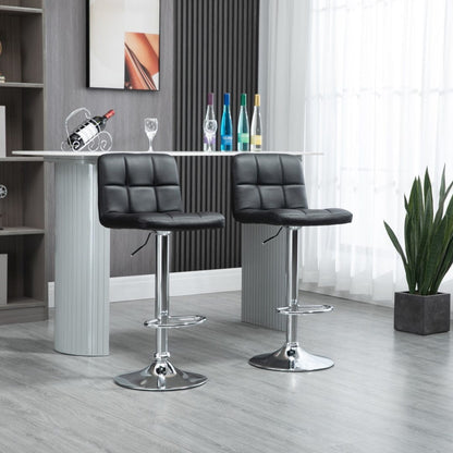 2x Counter Height PU Leather Upholstered Height Swivel Bar Stools -Black